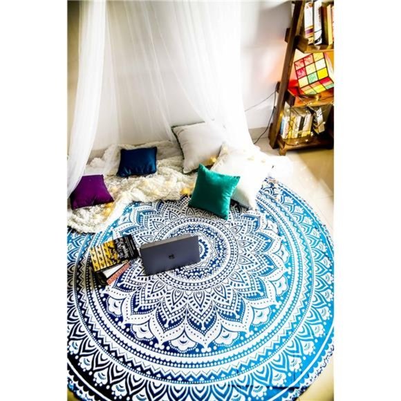Set of 2 Mandala Blanket or Boho Mandala Tapestry or Round Bohemian Decoration - Picture 3 of 7